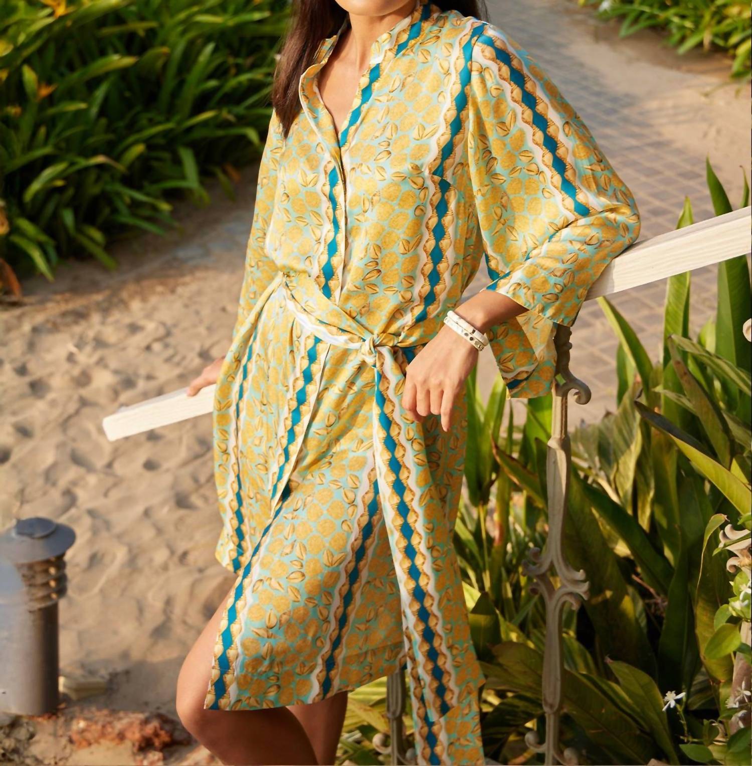 Verandah - Kimono Silk Shirt Midi Dress