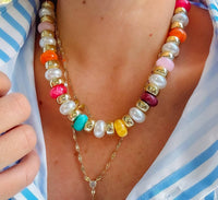 Treasure Jewels Happy Go Lucky Beaded Necklace in multi color - women's jewelry