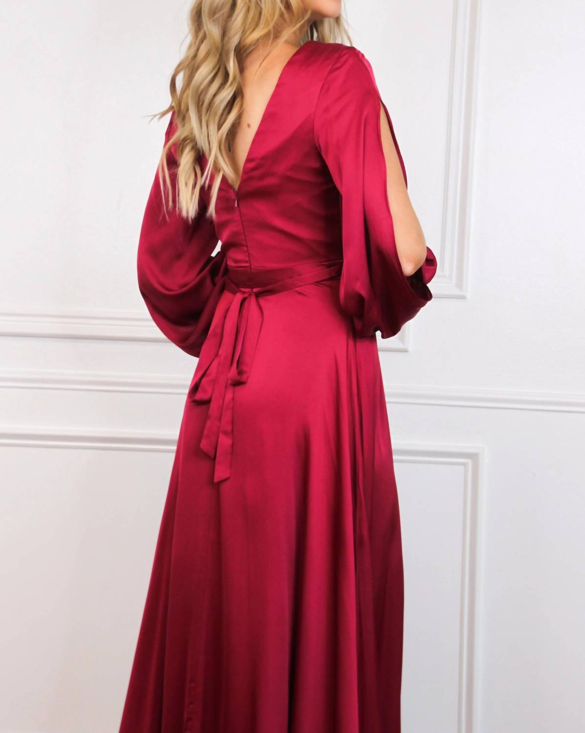 Cinderella Divine - Scarlett Long Sleeve Slit Formal Dress