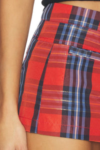 Free People Micro Plaid Mini Skirt in red squash - women's skirt - view 6