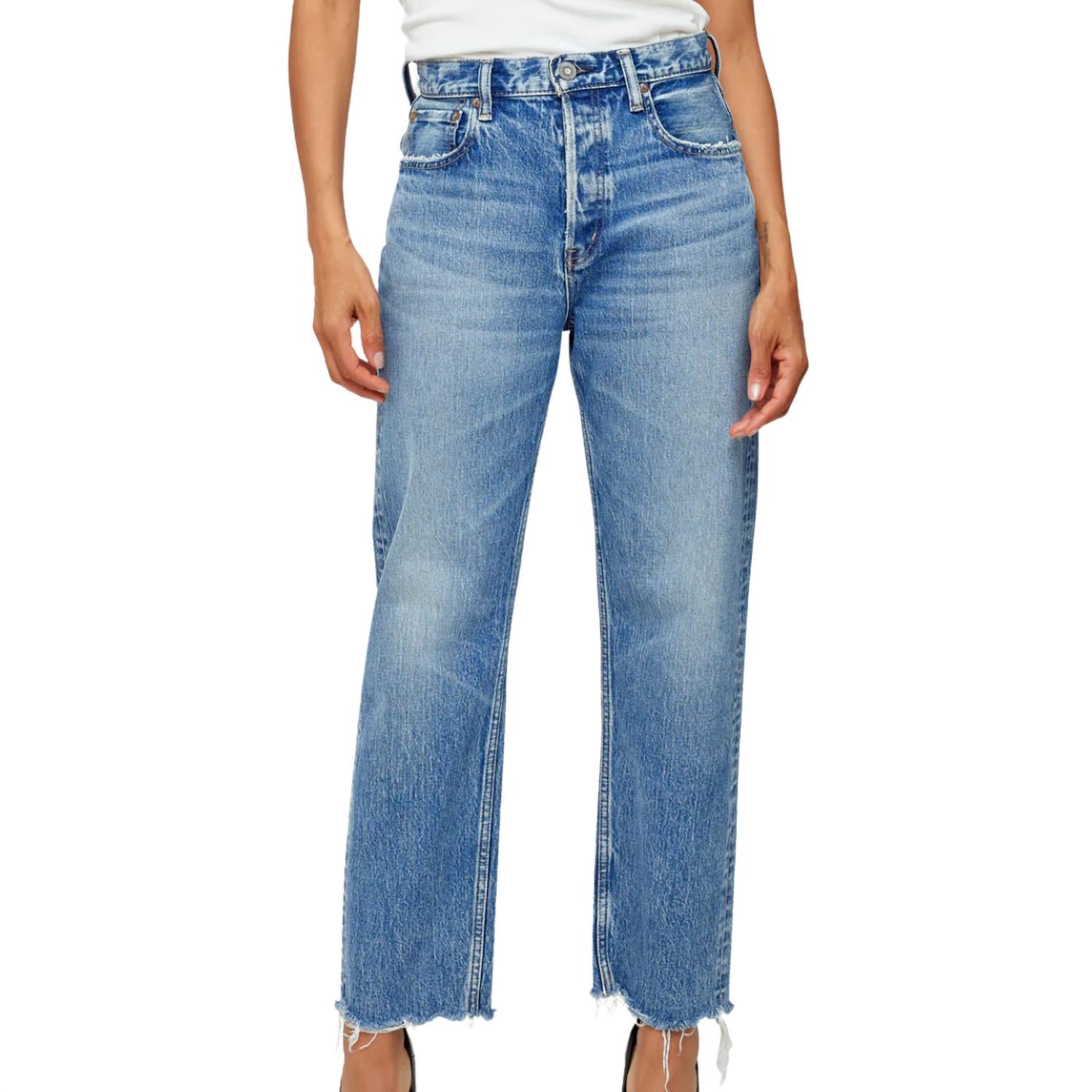 Moussy Mabel Wide Straight Jean in blue - women's jeans