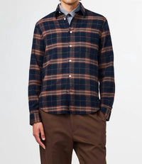 NN07 Arne Long Sleeve Shirt in wine check - men's long sleeve top