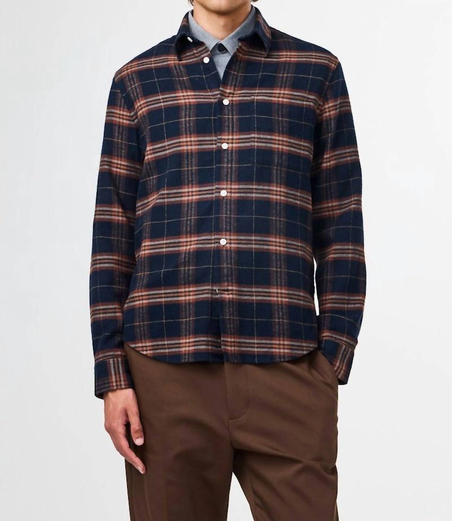NN07 Arne Long Sleeve Shirt in wine check - men's long sleeve top