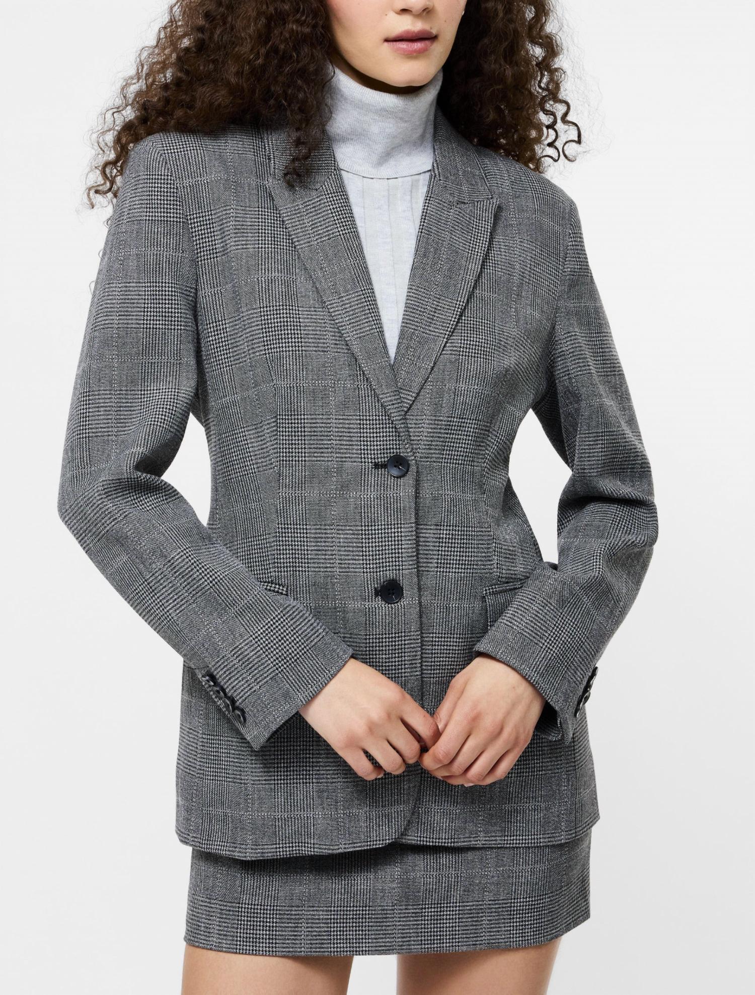 FRENCH CONNECTION Owen Plaid Suiting Blazer in charcoal - women's jacket