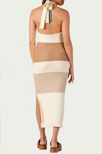 BRIZO KNITTED HALTERNECK MIDI DRESS