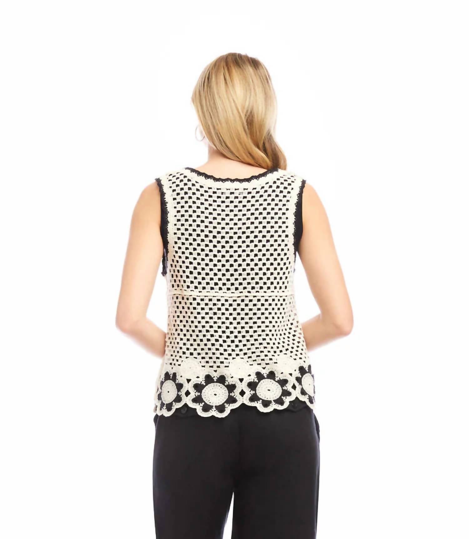 Karen Kane - Celine Crochet Flower Detail Sweater Tank