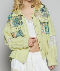 Pol - Printed Mixed Fabric Light Shacket