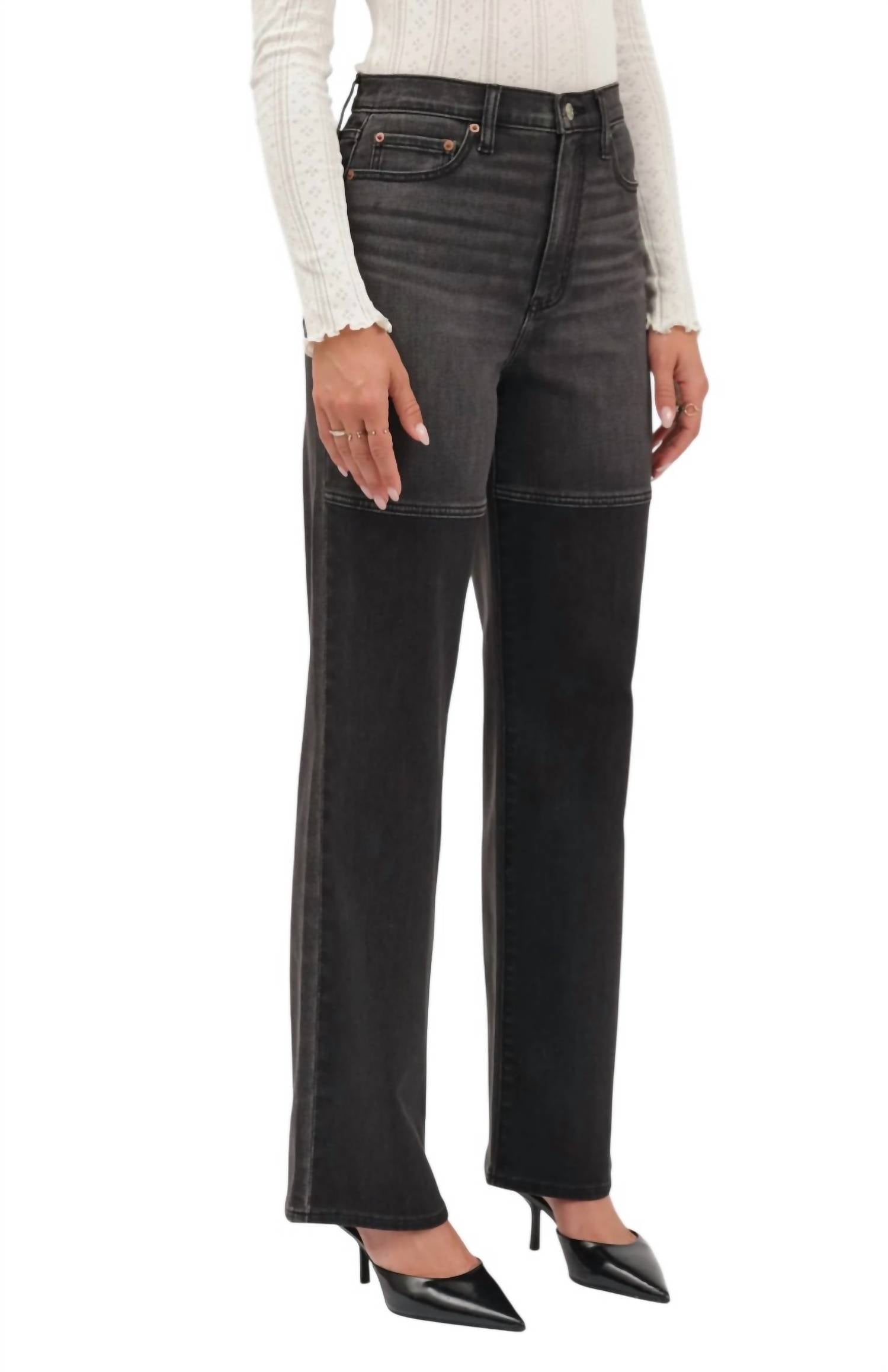 DAZE City Straight Leg Jeans in black double dip - women's jeans - detail view