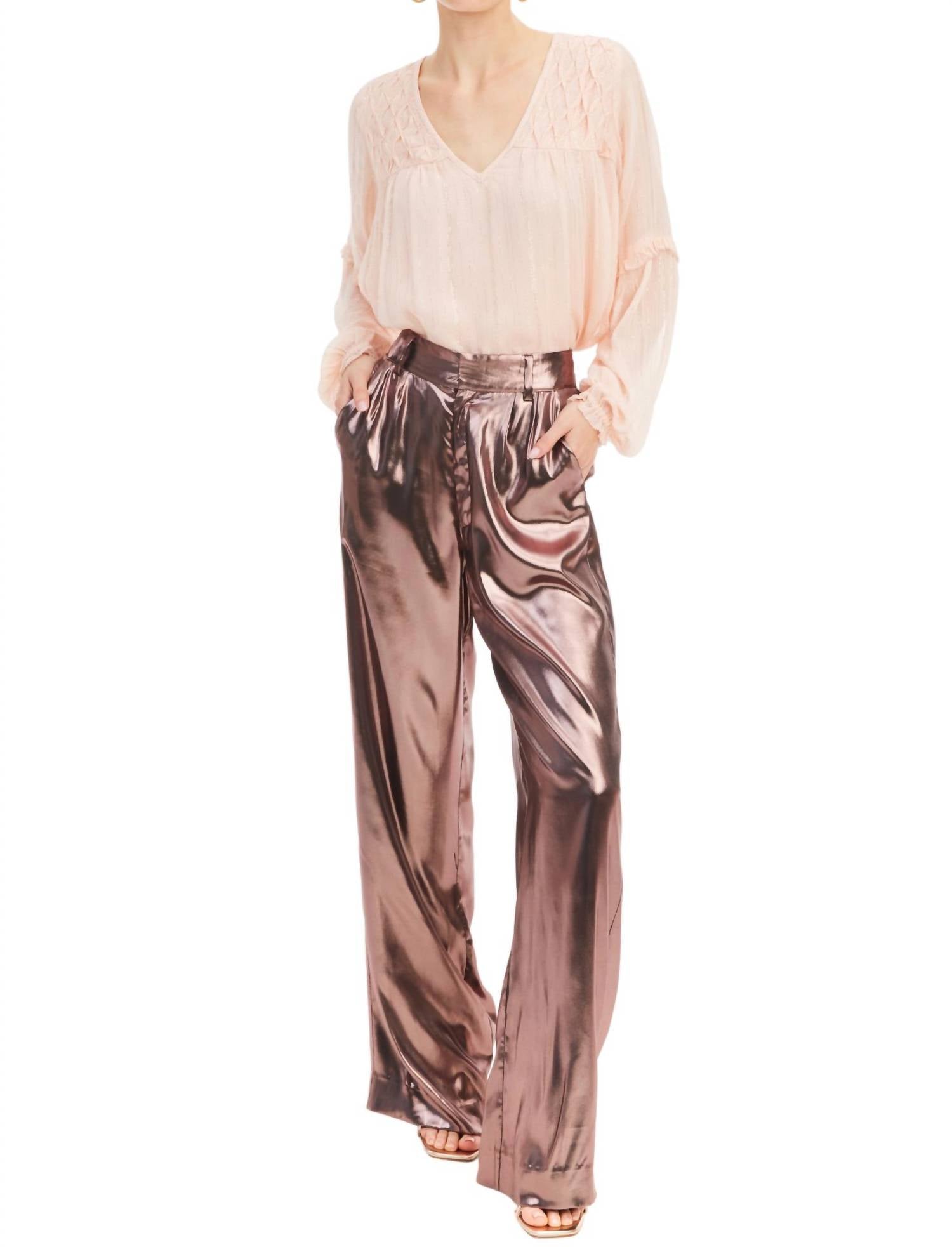 ALLISON NEW YORK Tara V-neck Blouse in blush - women's blouse - alternate view