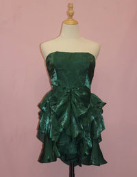 STORIA Women's Satin Strapless Bow Mini Dress in green - women's dress