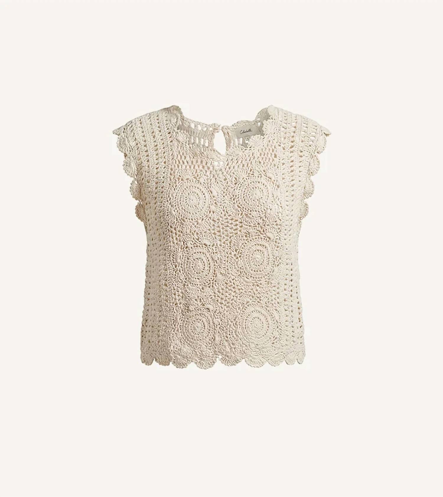 Cleobella Astra Crochet Crop Top in parchment - women's tank top - alternate view