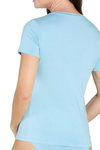 Twelve Eighty Eight Beyond The Basics Short Sleeve Crew Tee in sky blue - women's t-shirt - alternate view