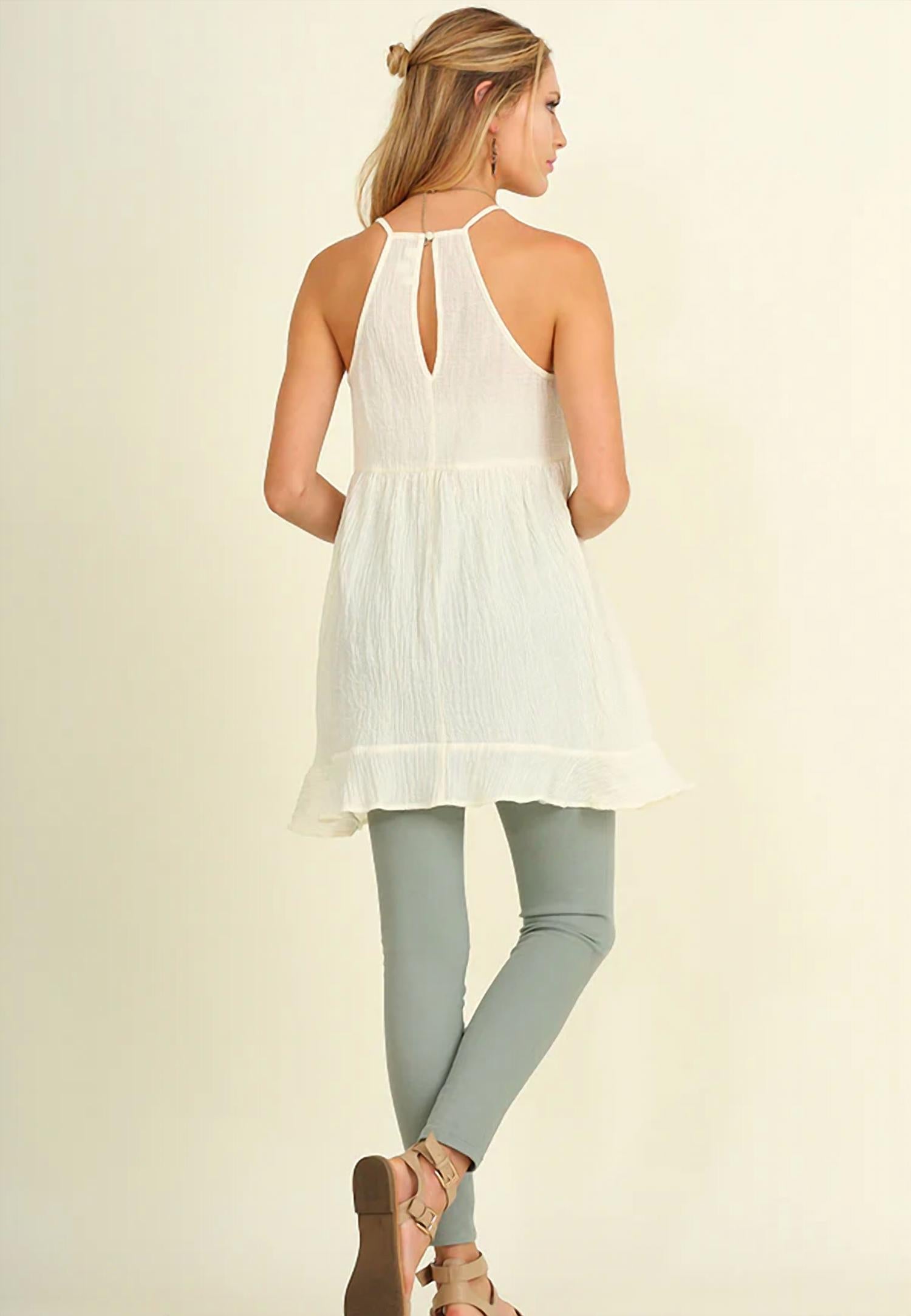 Umgee - Ruffle & Lace Sleeveless Tunic