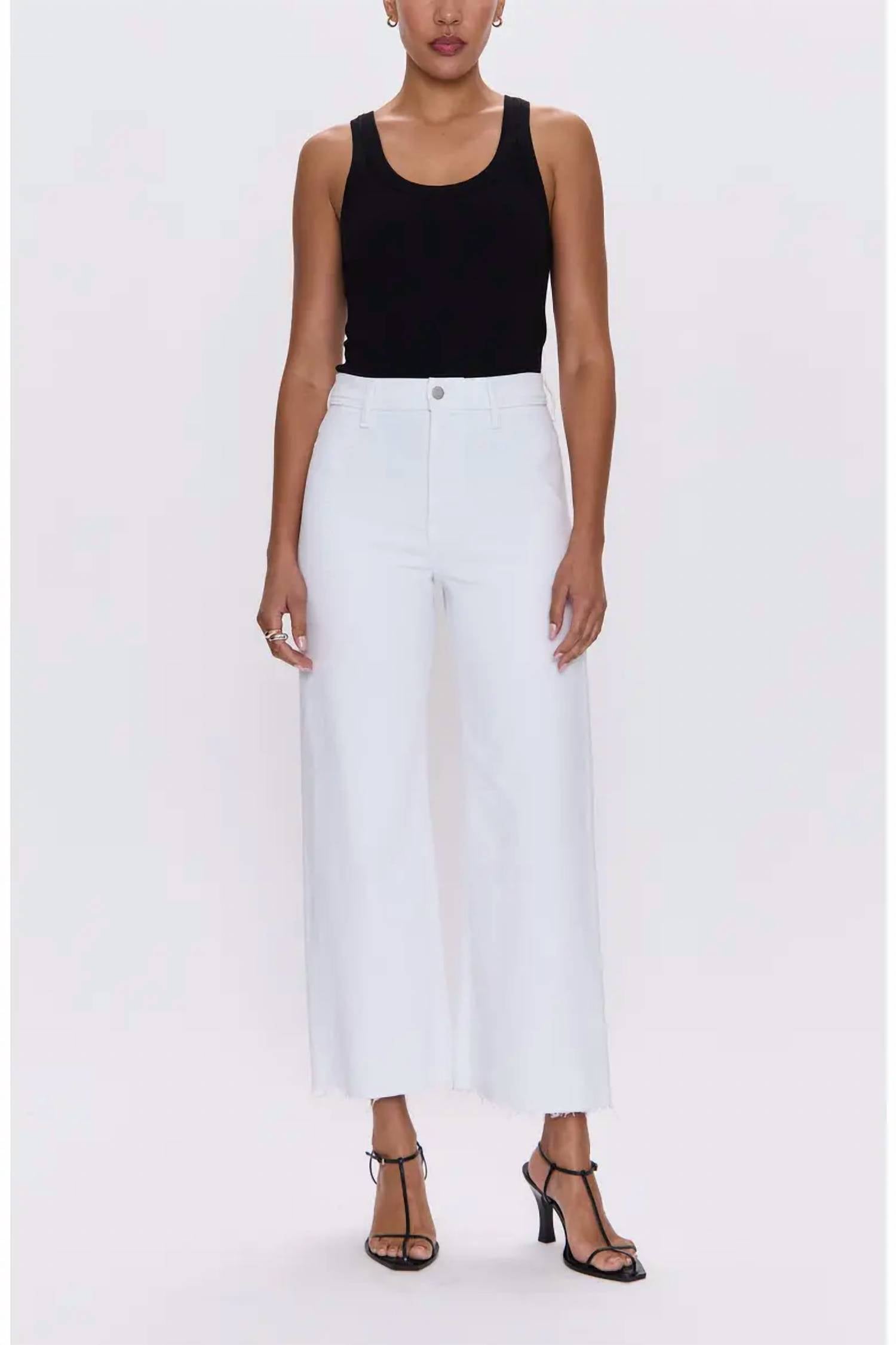 Pistola - Penny Crop High Waist Raw Hem Wide Leg Jeans