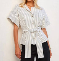 Fifteen Twenty - Women's Belted Button Up Top
