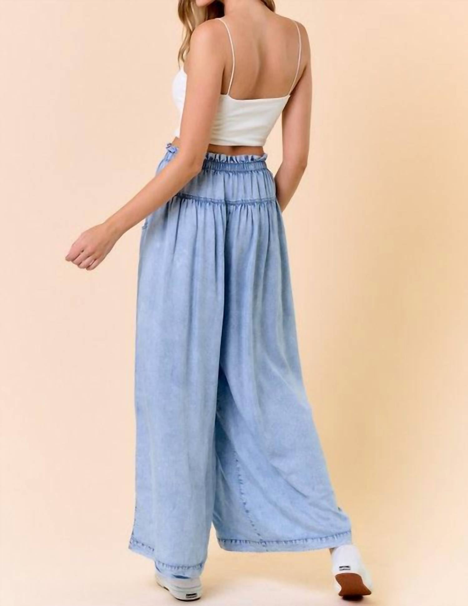 Doe And Rae - Comfort Tencel Denim Volume Wide Leg Pants