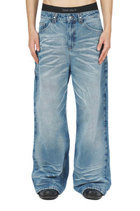 Trendt Vision - Men's Baggy Whisker Wash Denim Jeans