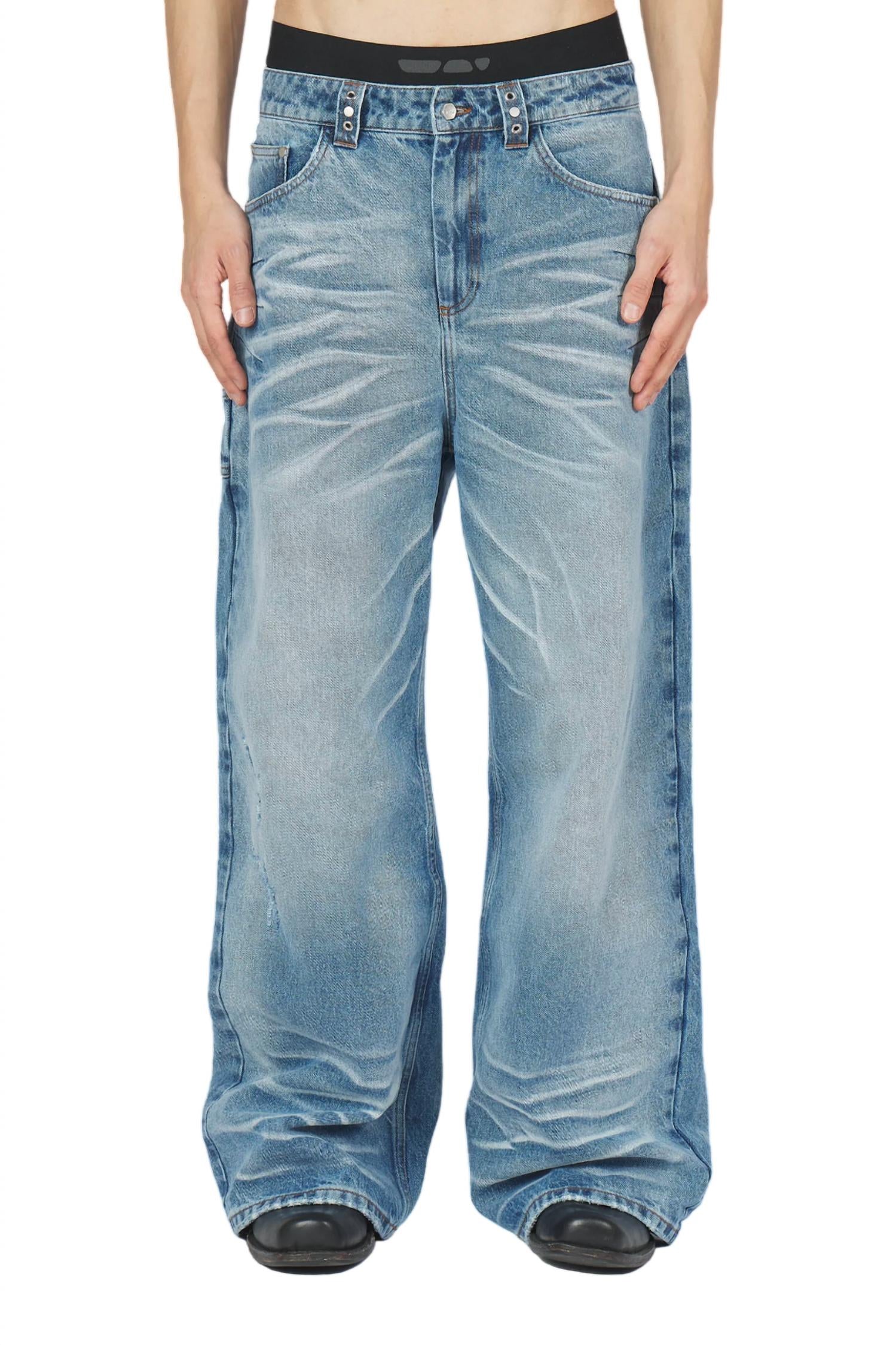 Trendt Vision - Men's Baggy Whisker Wash Denim Jeans