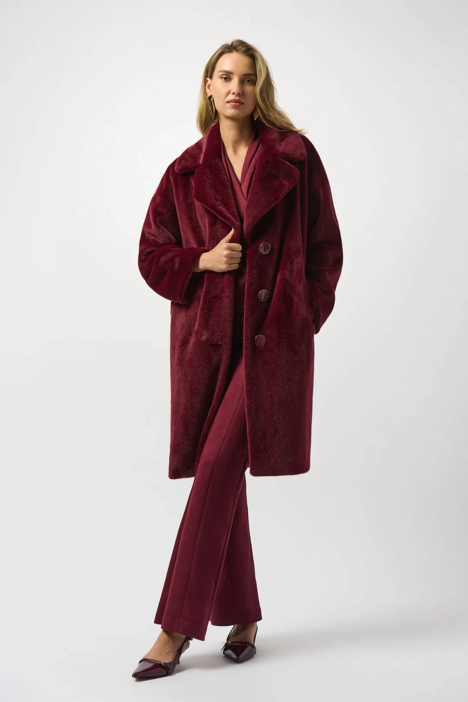 Joseph Ribkoff - FAUX FUR STRAIGHT COAT
