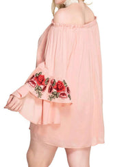 She + Sky - Floral Off The Shoulder Mini Dress - PLUS