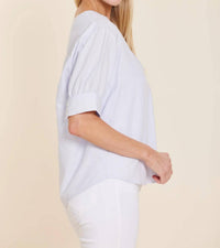 Dolce Cabo - Poplin V-Neck Stripe Top