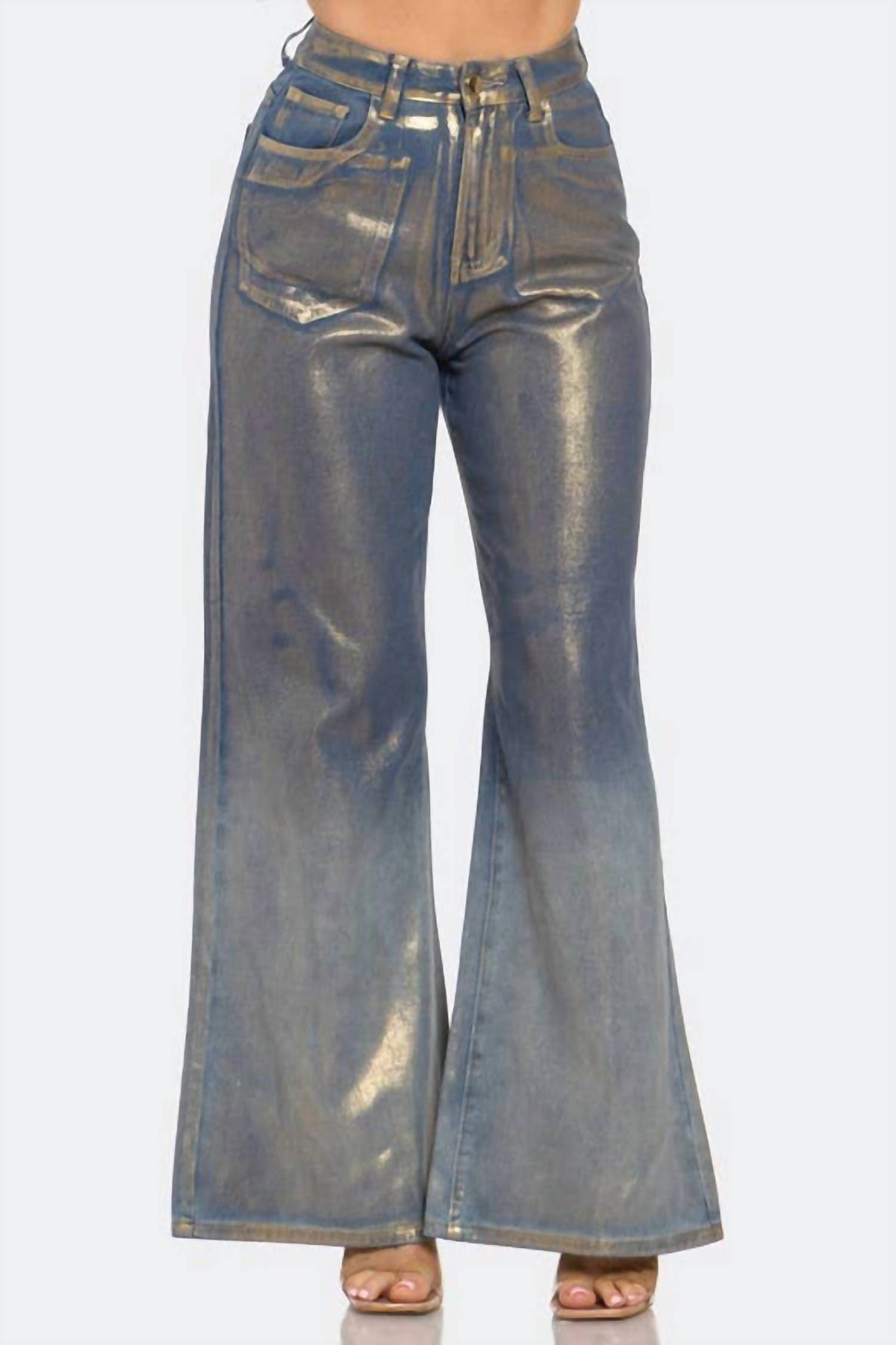 Banjul - Metallic Shiny Wide Leg Jean