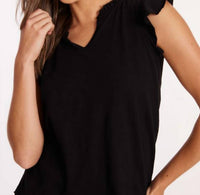 Mododoc - Sleeveless V Neck Ruffle Top