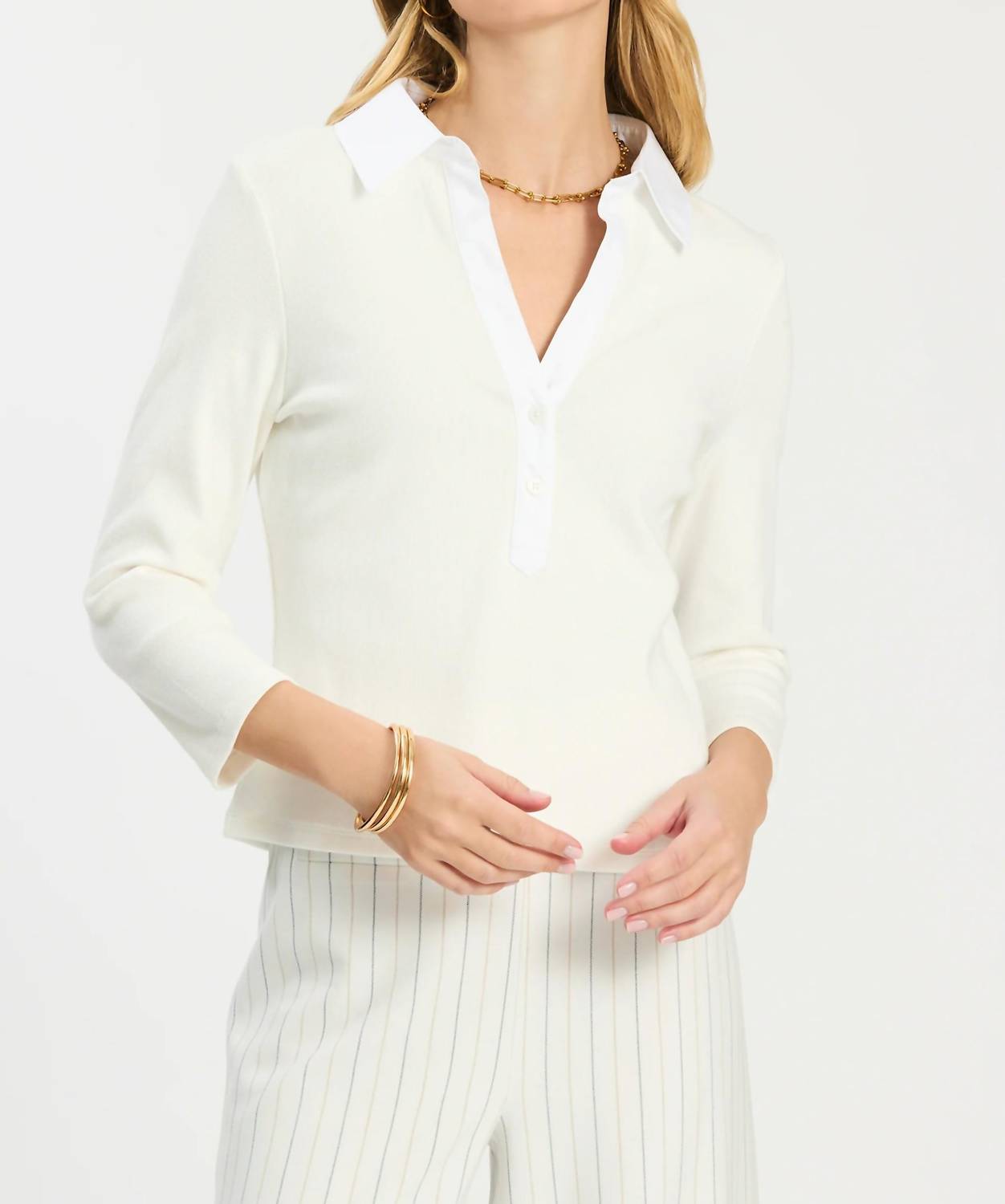 Tyler Boe - Poppy Ribbed Collar Top