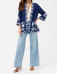 Johnny Was ADDELINE JERSEY KIMONO COAT in navy - women's jacket - view 8