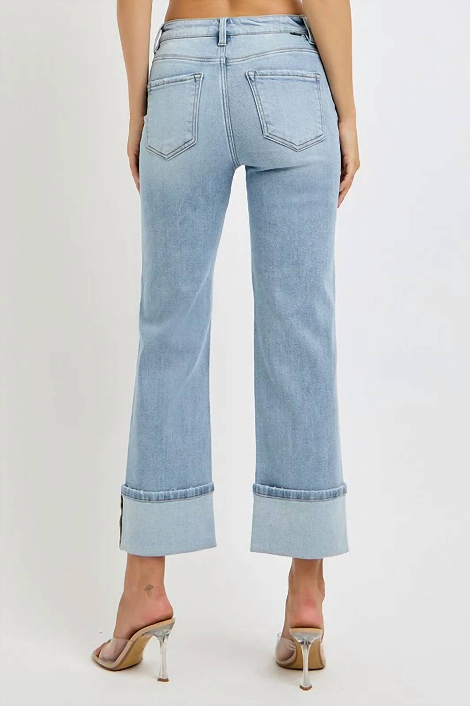 Risen - Jamie High Rise Straight Wide Cuff Jeans
