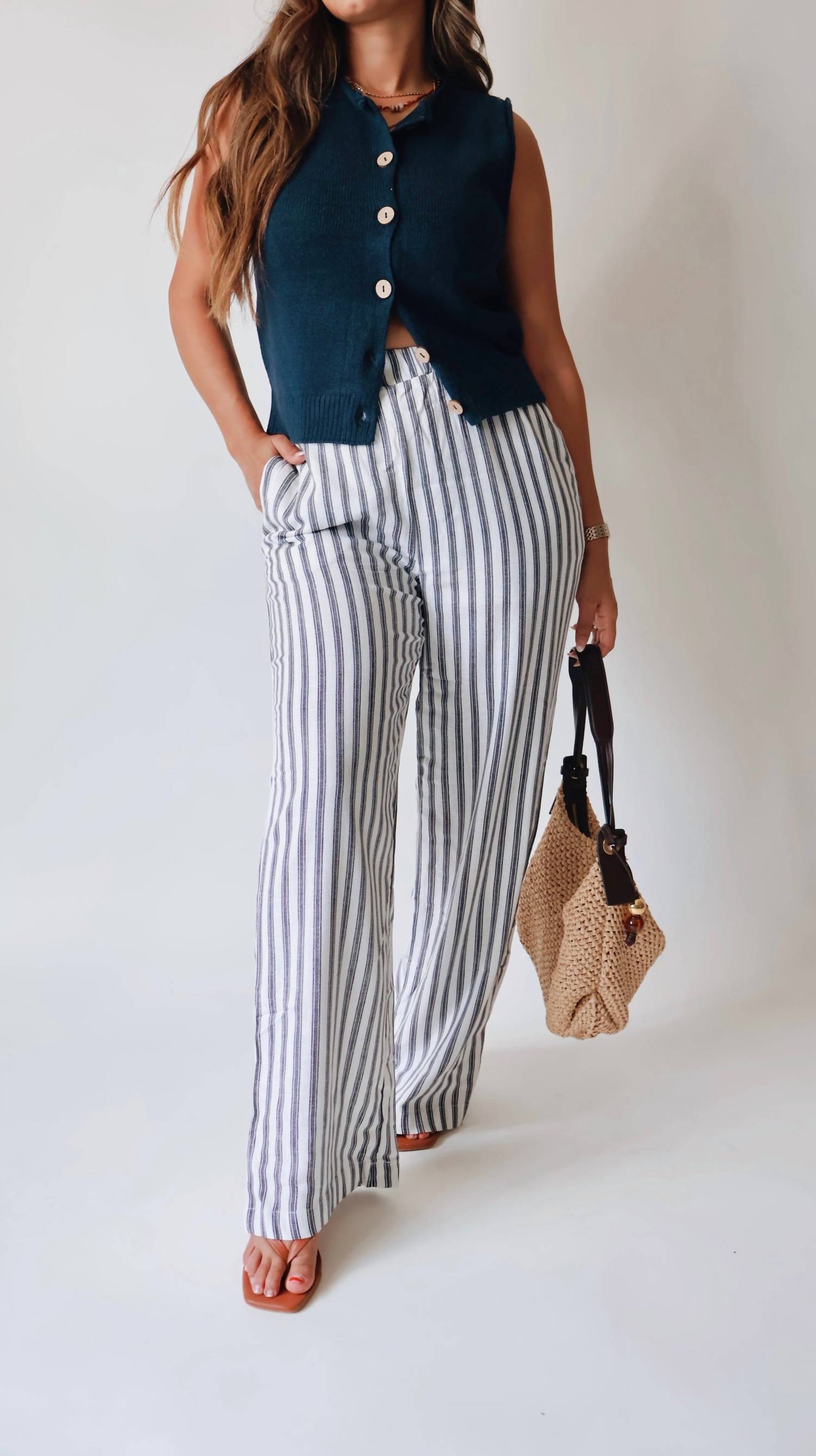 The Workshop Studio - Lux Striped Linen Pants