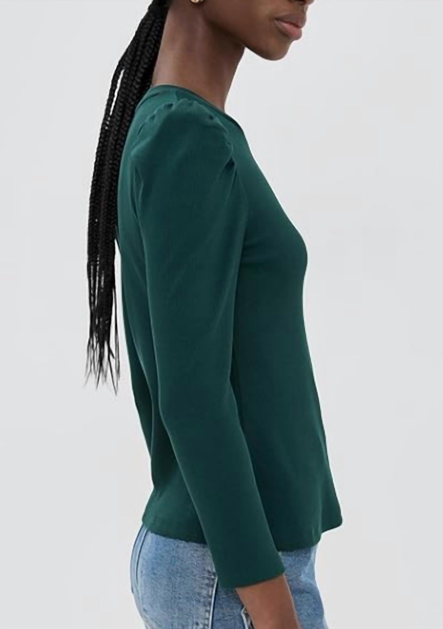 Veronica Beard BRITNEY TOP in pine - women's long sleeve top - view 5
