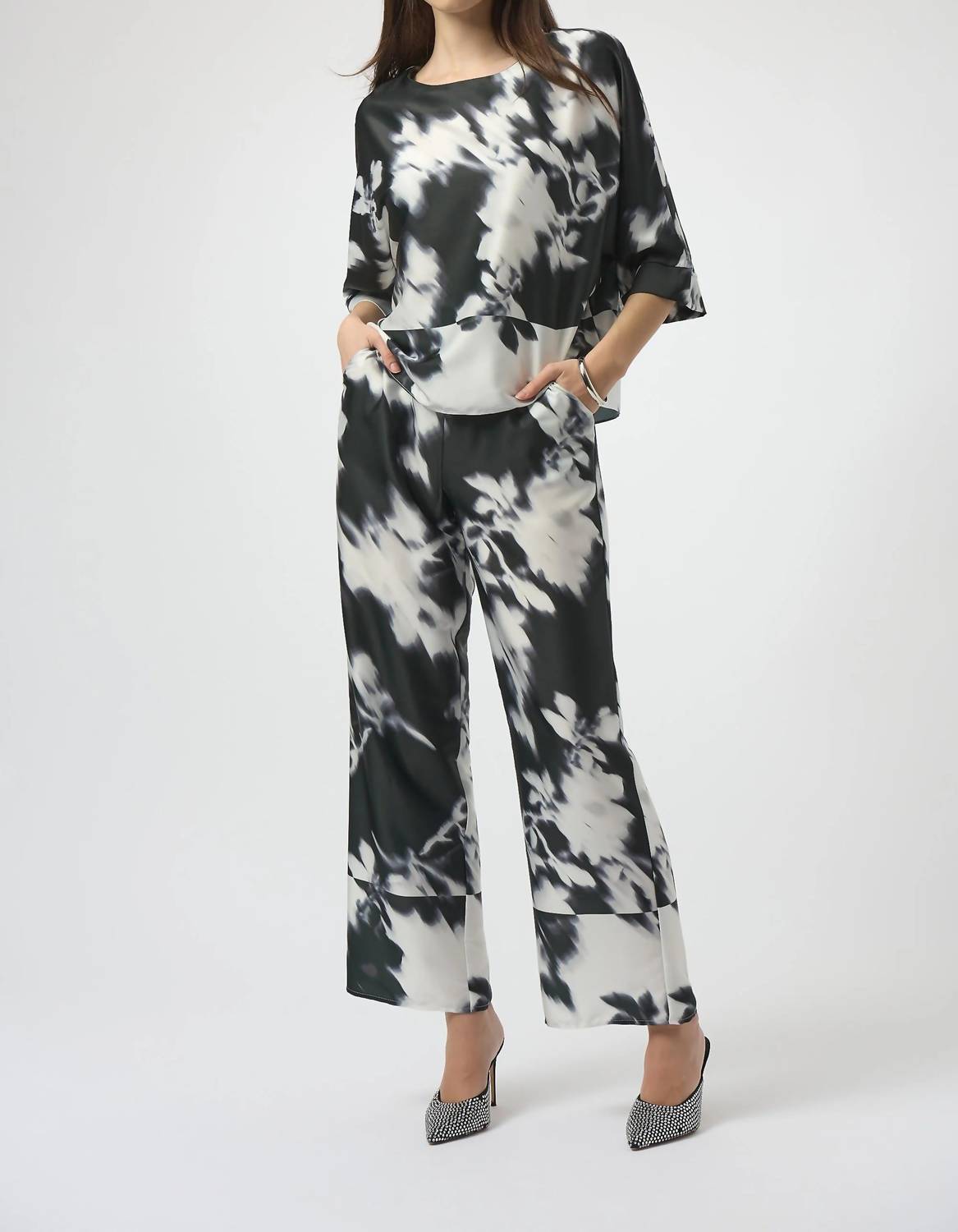 Joseph Ribkoff - Floral Satin Wide Leg Pants