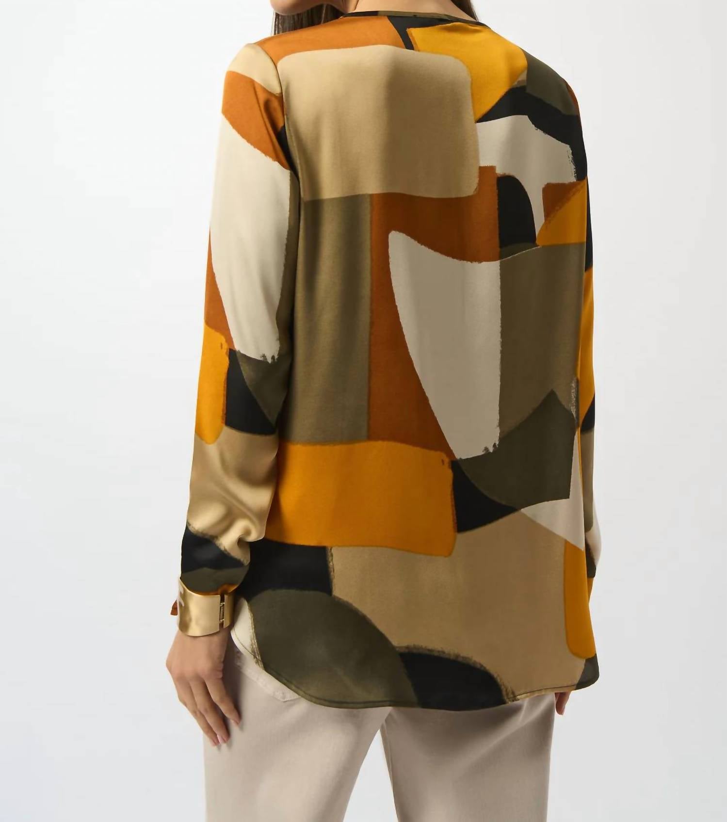 Joseph Ribkoff Abstract Print Long Sleeves Tunic Top in black multi 1 - women's shirt - alternate view
