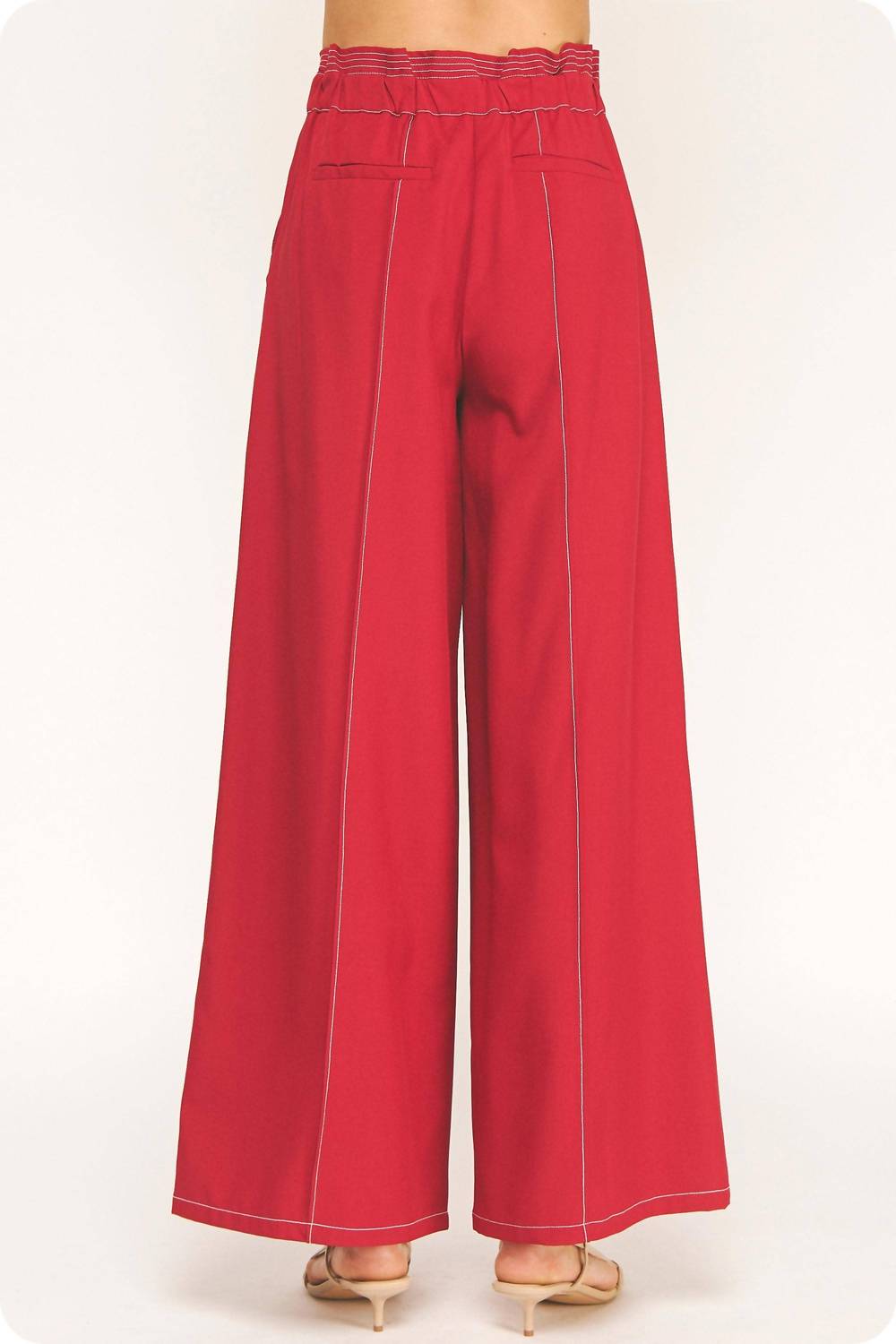Strut & Bolt - Top Stitch Detail Wide Leg Trousers
