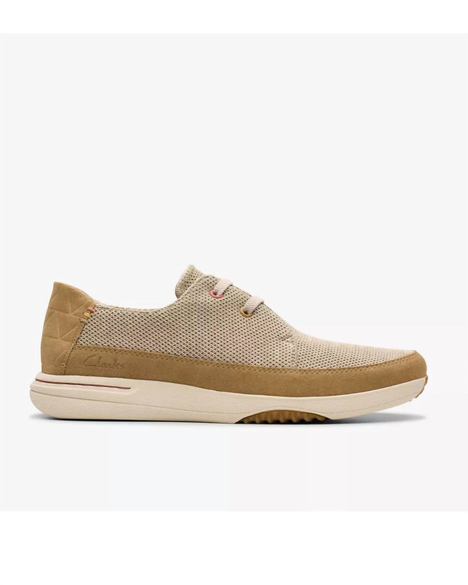 Clarks Men's Easeway Lace Sneakers in sand combination - men's sneaker - detail view