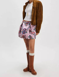 Free People - Clara Satin Printed Mini Skirt