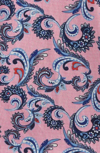 JOHNSTON & MURPHY Men's Checkered Paisley Print Woven Shirt in pink - men's shirt - alternate view