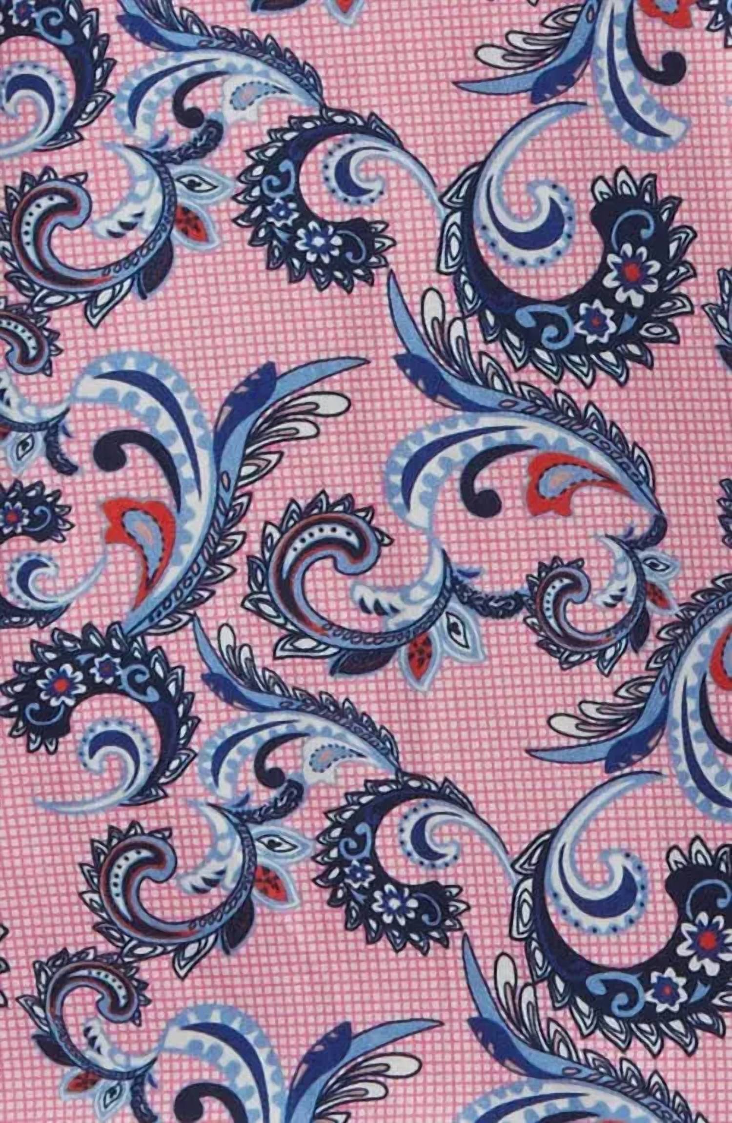 JOHNSTON & MURPHY Men's Checkered Paisley Print Woven Shirt in pink - men's shirt - alternate view