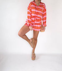 Karlie Retro Floral Short in pink orange - women's shorts - alternate view