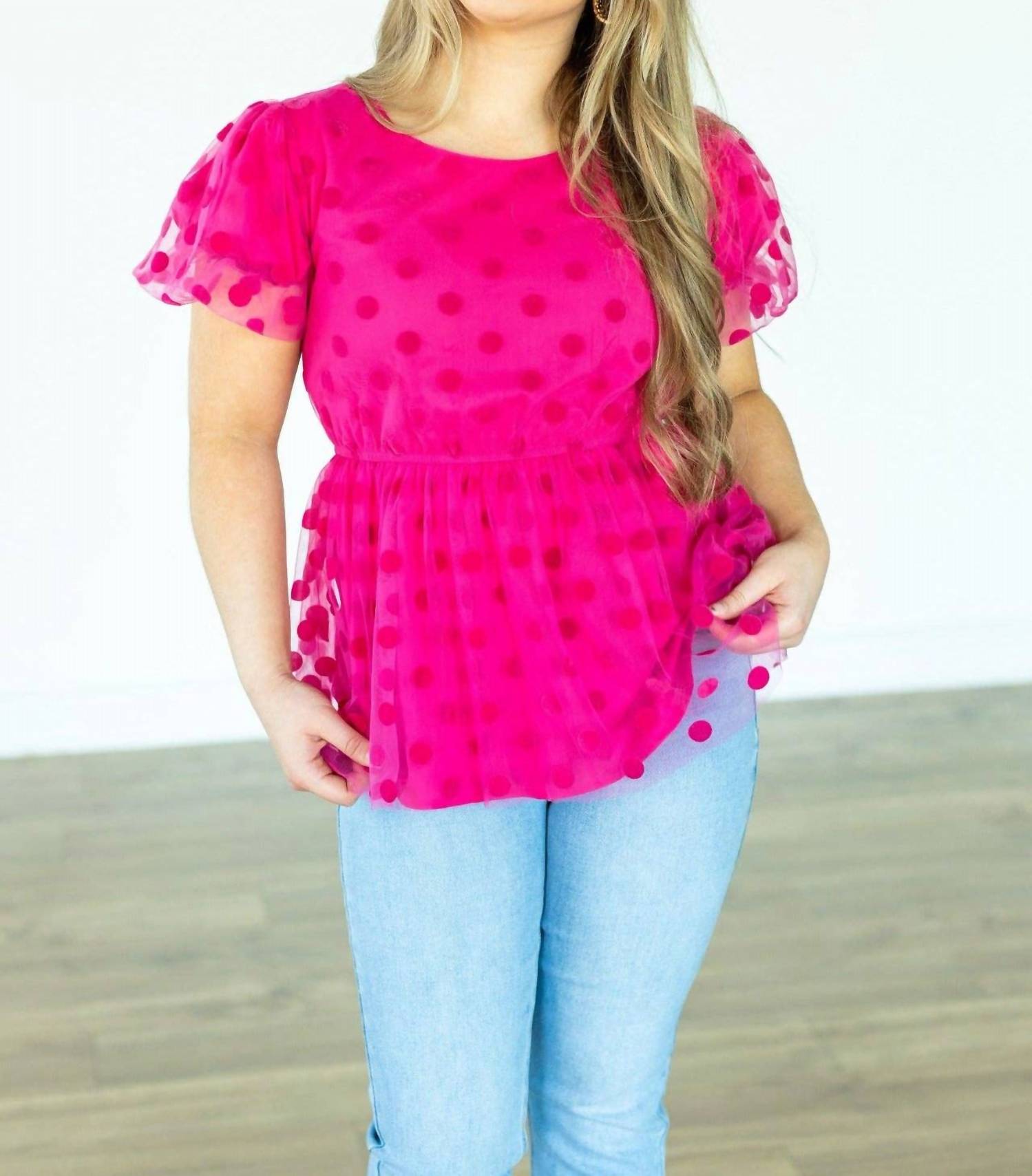 Southern Grace - Polka Dot Peplum Top