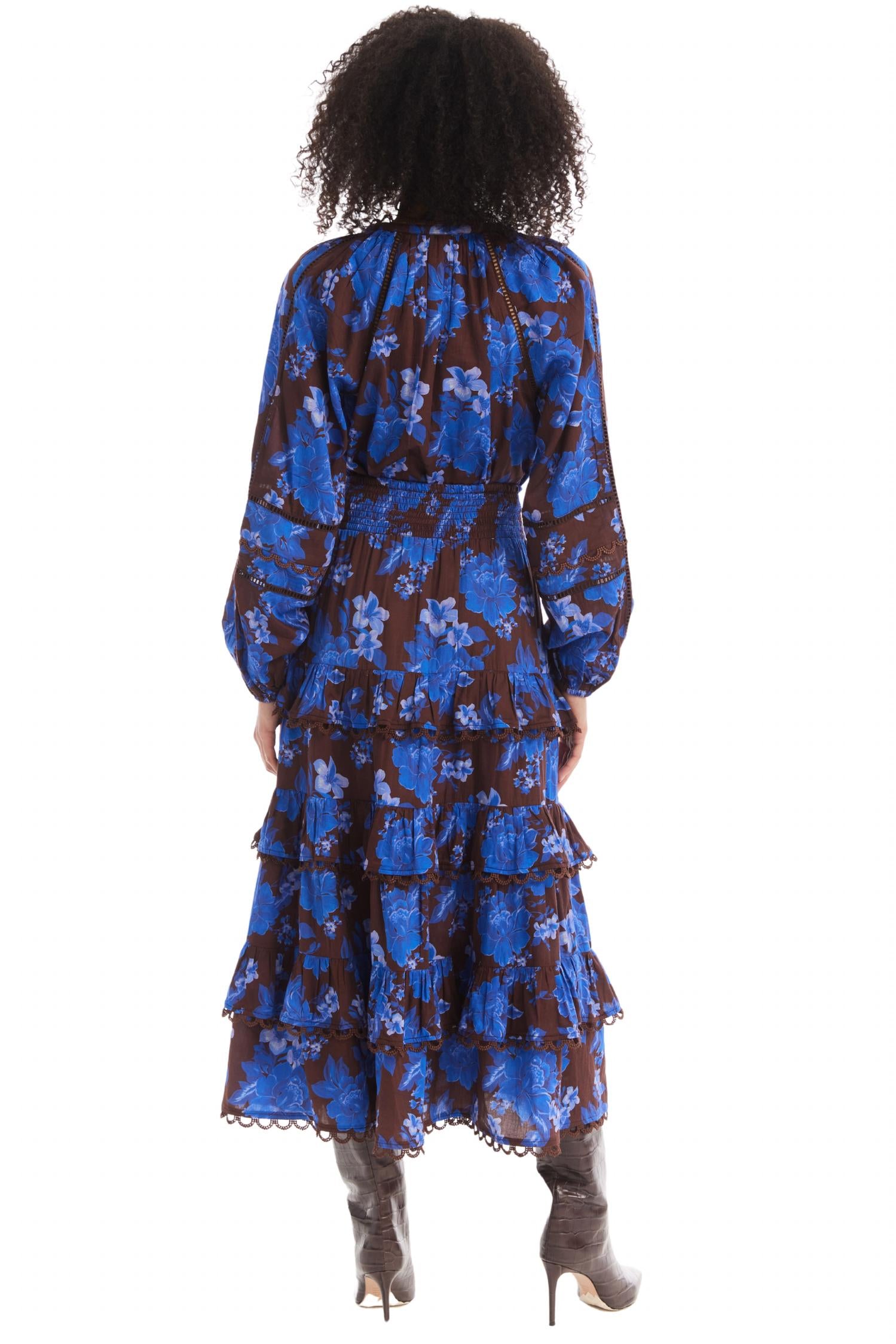 ALLISON NEW YORK SAVANNAH MIDI SKIRT in cobalt floral - women's skirt - alternate view