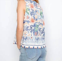 Charlie B - Printed Back Button Blouse