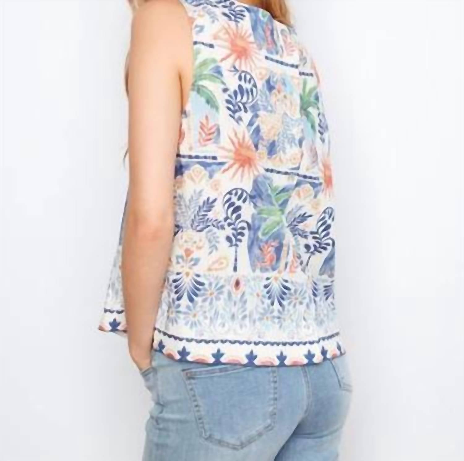 Charlie B - Printed Back Button Blouse