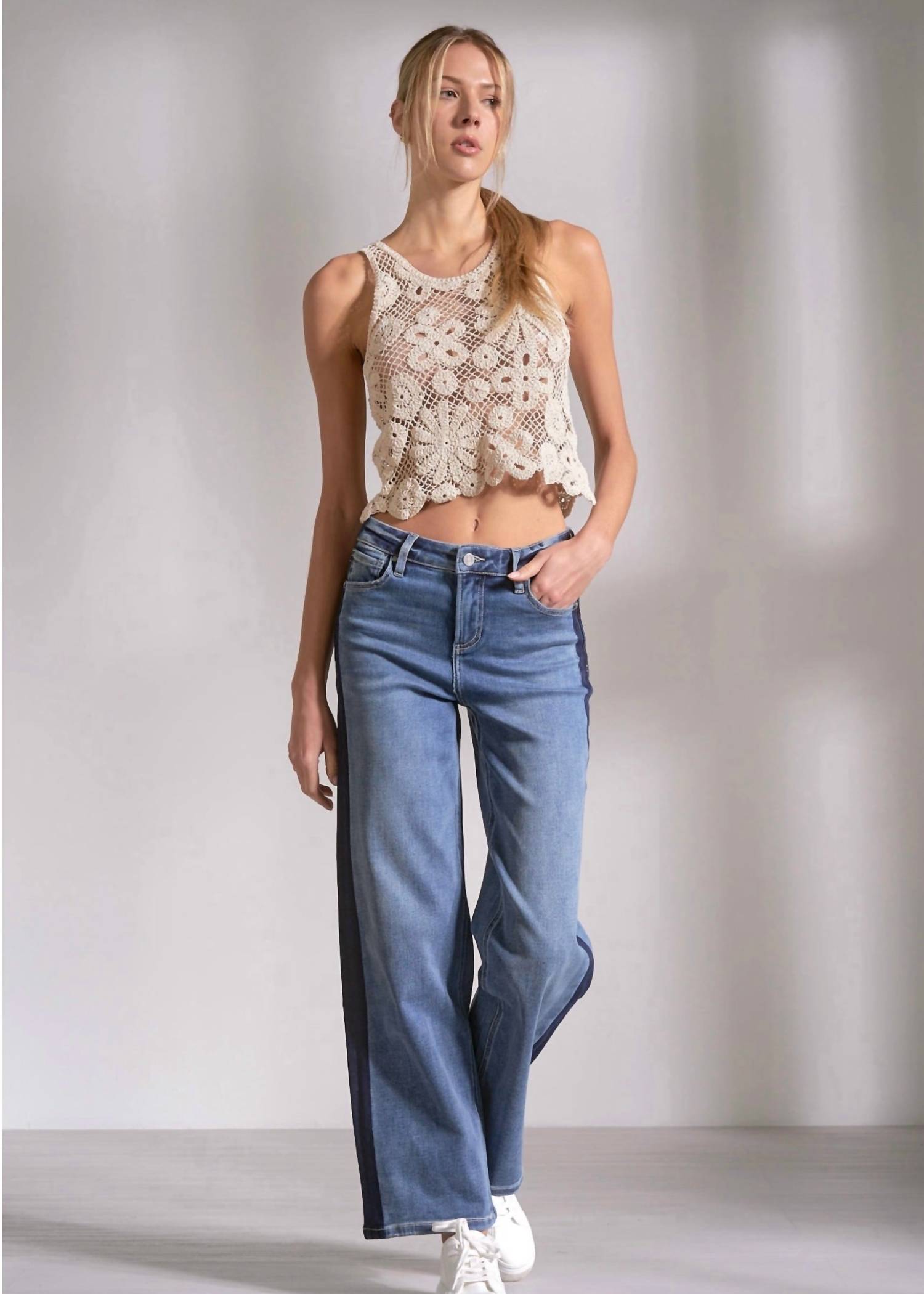 ELAN Jade Wide Leg Jeans in blue - women's jeans
