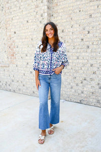 Jade - Vintage Meadow Trim Blouse