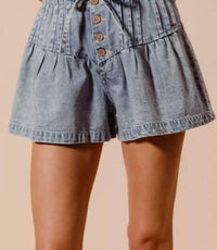 So Me - Flared Denim Shorts