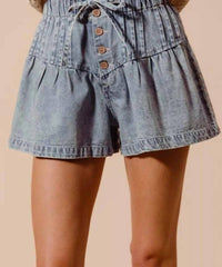 So Me - Flared Denim Shorts