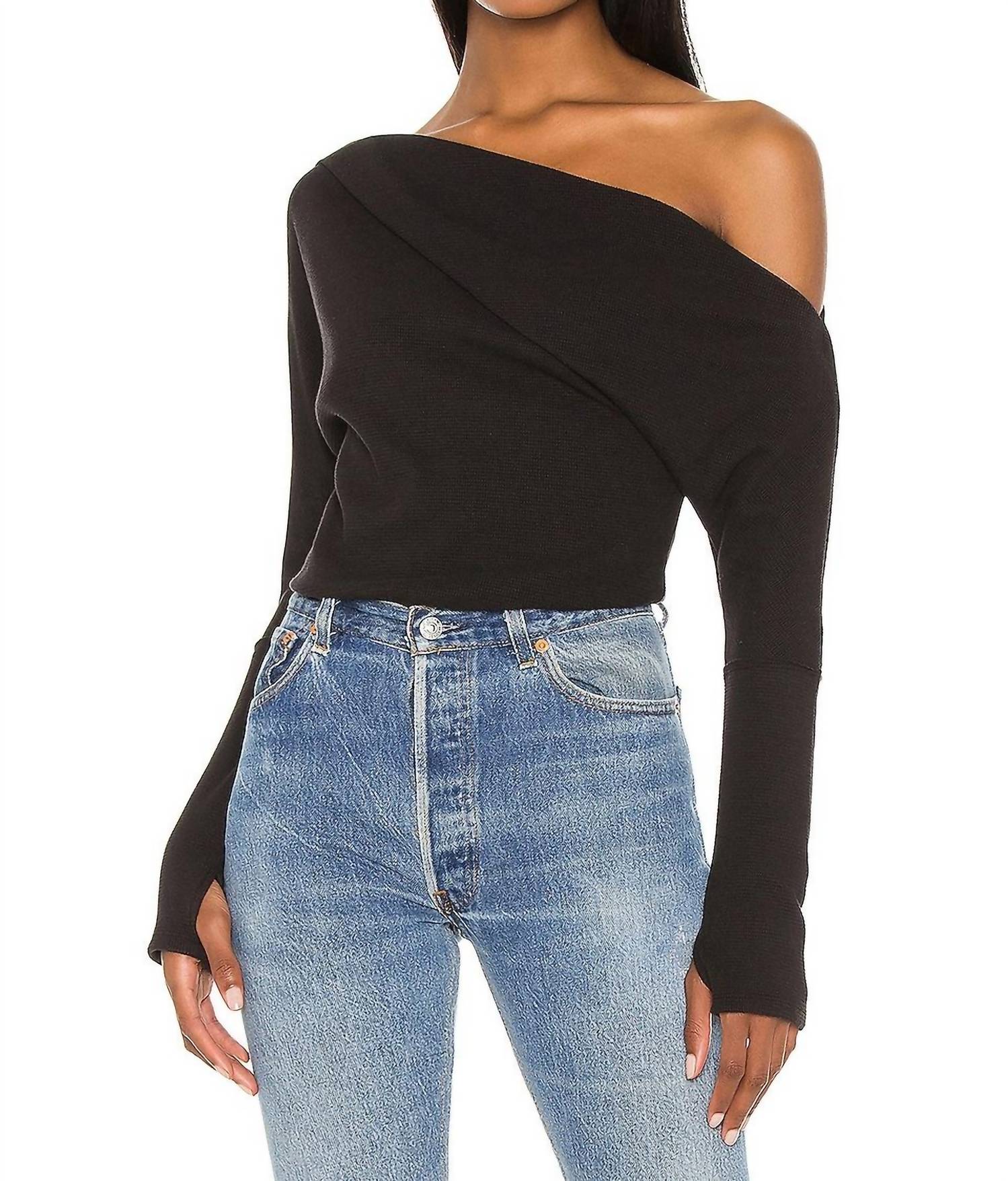 Free People Fuji Thermal Top in black - women's blouse