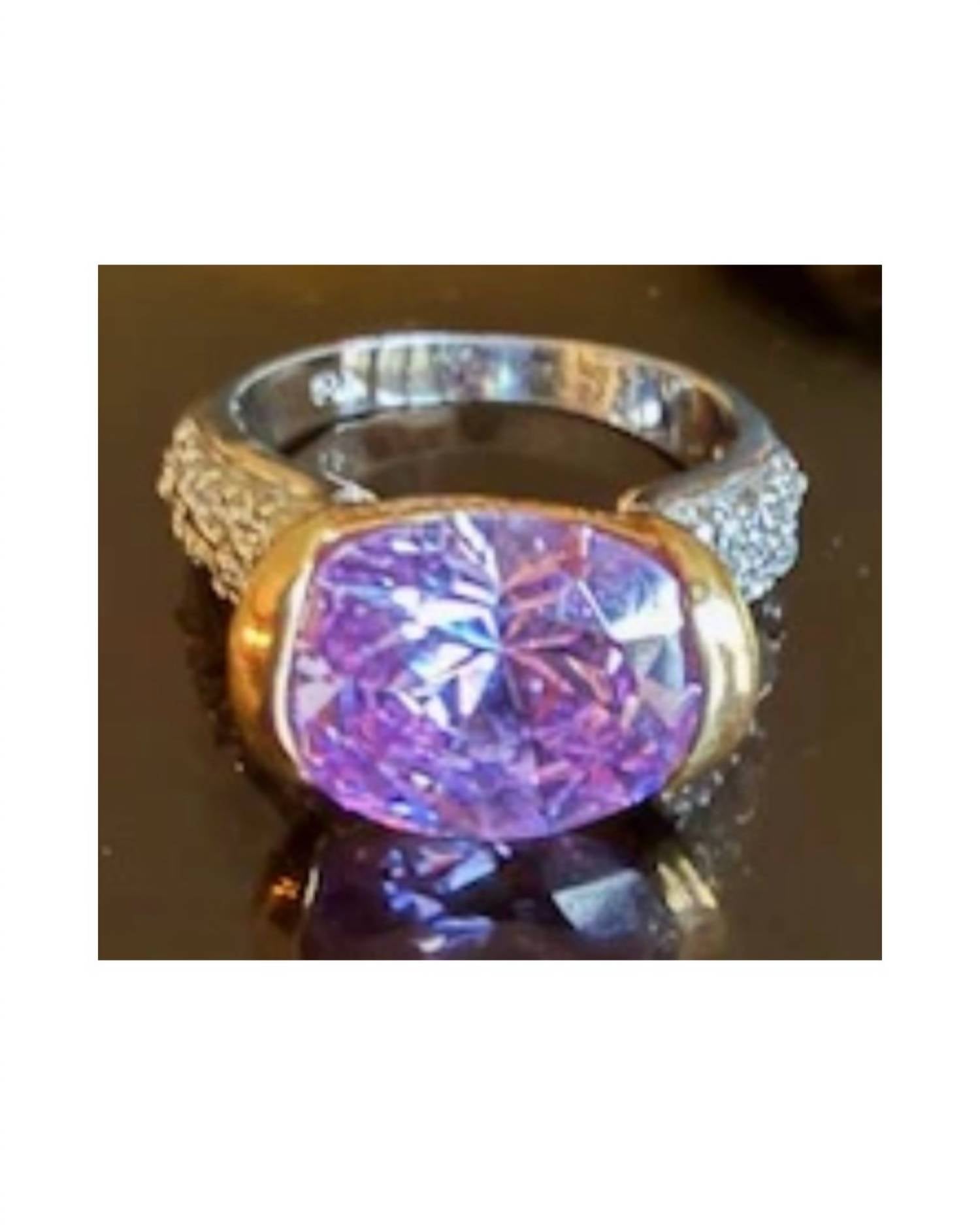 P & K Jewelry Women's Sterling Cubic Zirconia Pave Ring in silver lavender - women's jewelry - detail view